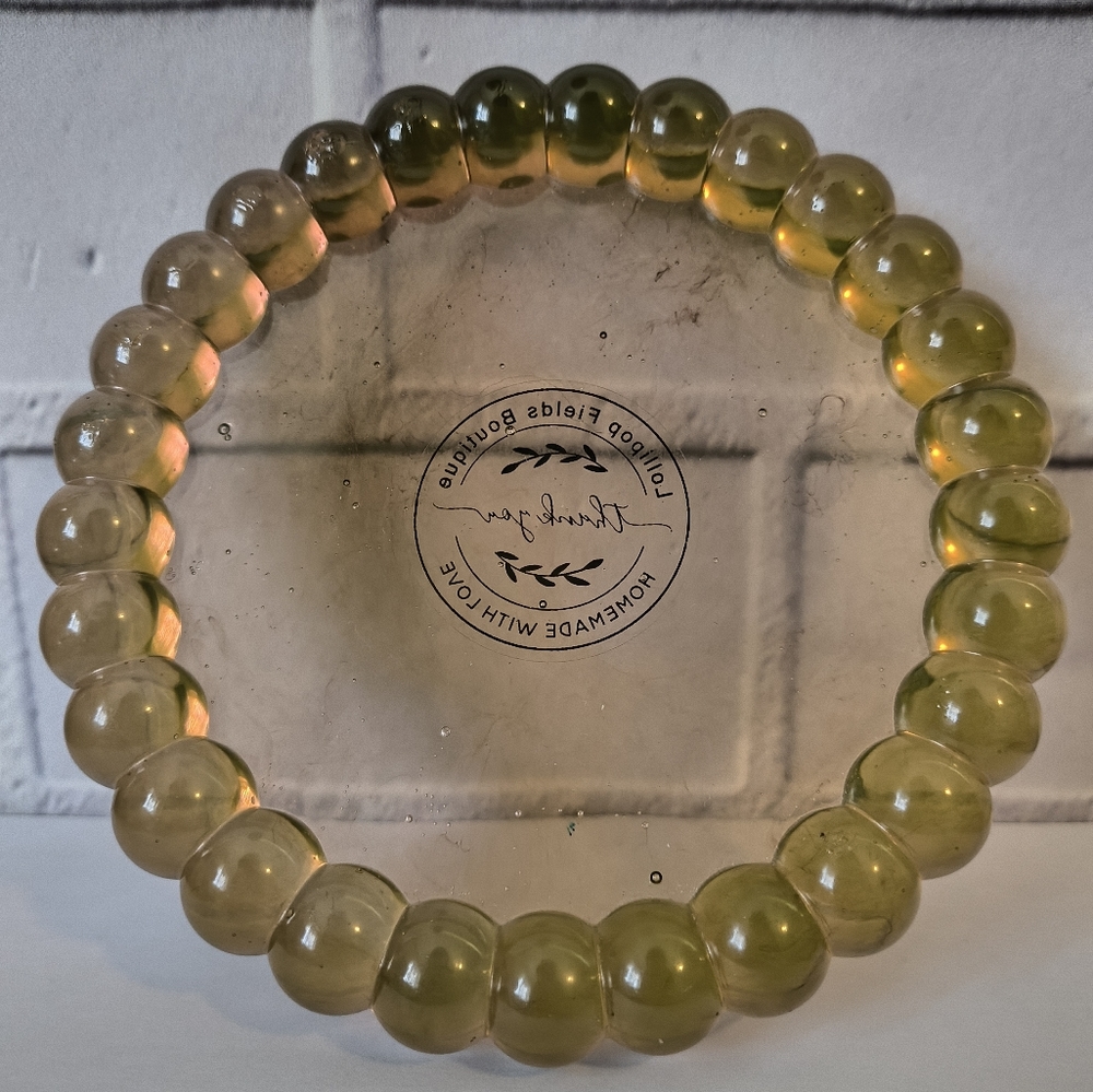 (SOLD) Hand Crafted Resin Olive Green Transparent Ripple Tray